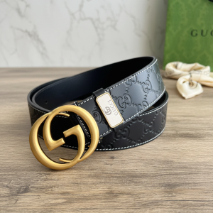 OtherGucci Black Leather Belt Gold Buckle