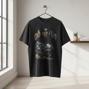Balenciaga Black Graphic Print Cotton T-Shirt