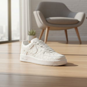 Nike Air Force 1 White Embossed Leather Sneakers