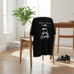 Rick Owens Graphic Print Cotton T-Shirt Black White