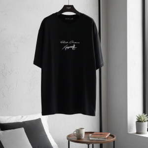 Rick Owens Black Cotton Logo Print T-Shirt