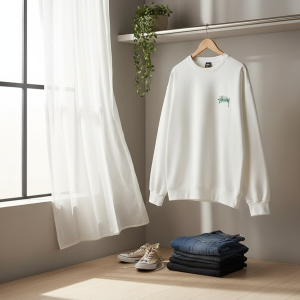 Stussy White Graphic Print Crewneck Sweatshirt