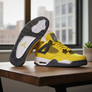 Nike Air Retro 4 Yellow Grey Basketball Shoes