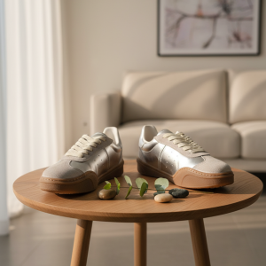 Acne Studios Metallic Silver Leather Sneakers