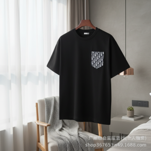 Dior Black Pocket Logo Cotton T-Shirt