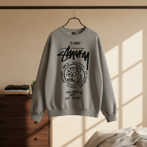 Stussy Grey Graphic Crewneck Sweatshirt Men Women