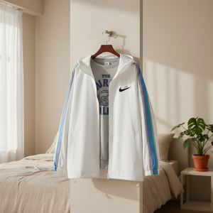 Nike White Windbreaker Jacket for Men and Women