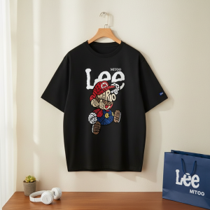 Lee MITOO Cartoon Graphic Black T-Shirt