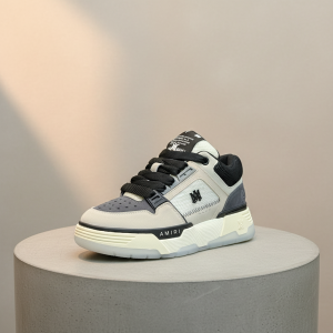 Amiri Skel Top Black Grey Leather Sneakers Shoes