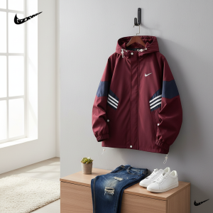Nike Windbreaker Jacket Burgundy Casual Sportswear