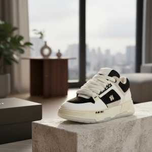 Amiri Skel Top White Black Leather Sneakers