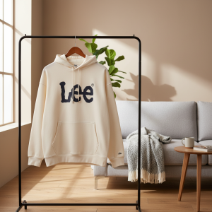 Lee Casual Logo Print Pullover Hoodie Cream Sweater
