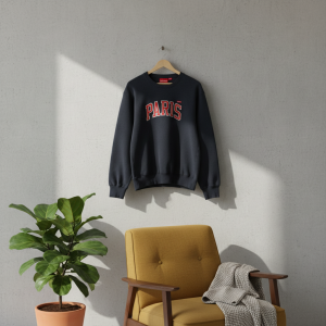 Supreme Paris Logo Black Crewneck Sweatshirt