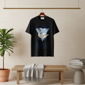 Casablanca Swan Graphic Black Cotton T-Shirt