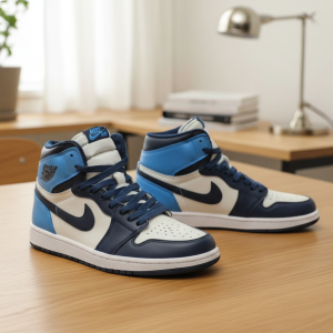 Nike Air Jordan 1 Blue White High Top Sneakers