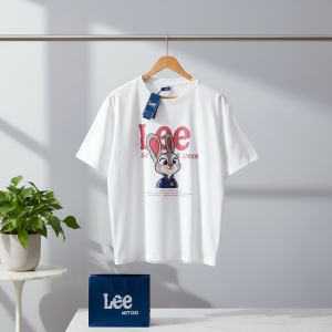 Lee MITOO Cartoon Bunny Graphic White T-Shirt