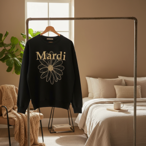 Mardi Mercredi Flower Print Black Sweatshirt