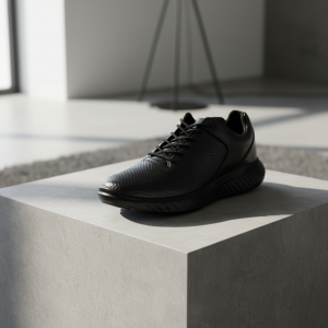 Ecco Black Textured Leather Casual Sneakers