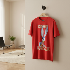 Casablanca Red Graphic Bunny Print T-Shirt