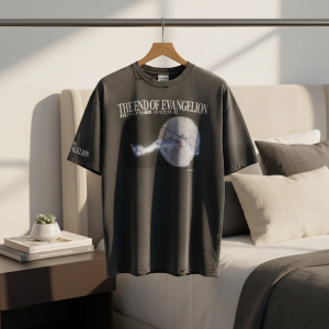 Evangelion Graphic Print Vintage Black T-Shirt