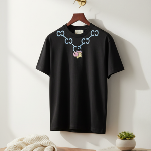 Gucci Black Graphic Chain Print Cotton T-Shirt