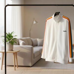 Palm Angels White Rainbow Stripe Track Jacket