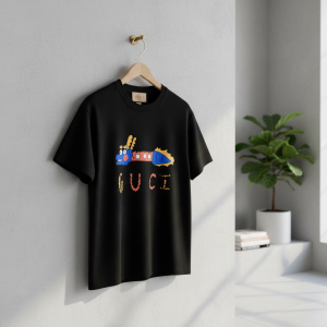 Gucci Dragon Print Black Cotton T-Shirt for Men