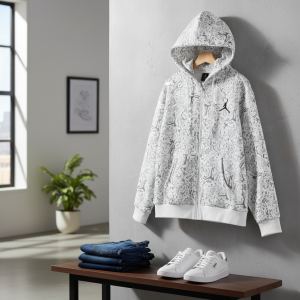 Nike Air Jordan White Graphic Zip Hoodie