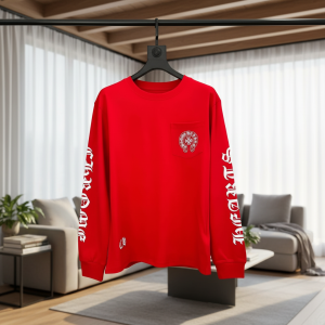 Chrome Hearts Red Long Sleeve Cotton T-Shirt