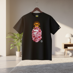 BAPE Ape Head Pink Camo Black T-Shirt