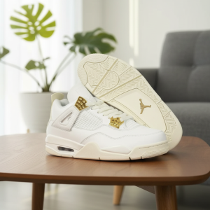 Nike Retro White Gold Basketball Sneakers