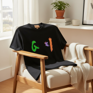 Gucci Men Black Graphic Print Cotton T-Shirt