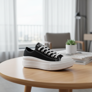 Converse Black Canvas Platform Low Top Sneakers