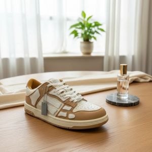 Amiri Brown White Leather Low Top Sneakers