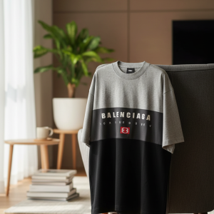 Balenciaga Color Block Grey Black T-Shirt