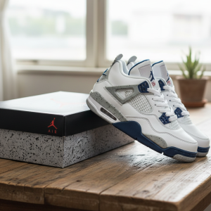 Nike Air Jordan 4 White Blue Sneakers