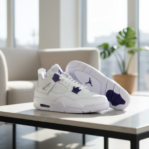 Nike Air Retro 4 White Purple Sneakers