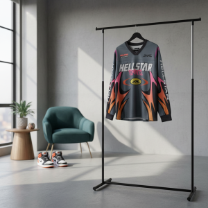 Hellstar Flame Graphic Long Sleeve Jersey Shirt 11