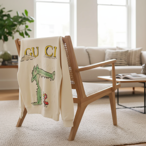 Gucci Cartoon Crocodile Print Beige Sweatshirt Pullover