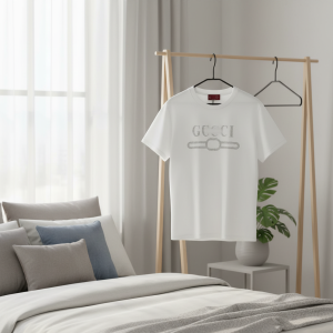Gucci White Crystal Logo Cotton T-Shirt