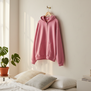 Pink Zip Up Hoodie Sweatshirt for Women Casual Wear