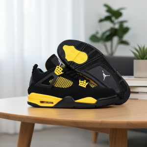 Nike Air Jordan 4 Black Yellow Sneakers