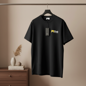 Rhude Black Graphic Logo Cotton T-Shirt