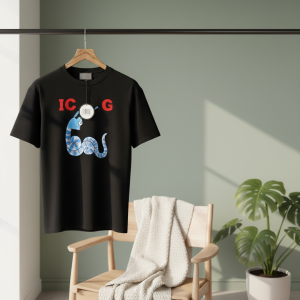 Gucci Black T-Shirt Cartoon Snake Print Top