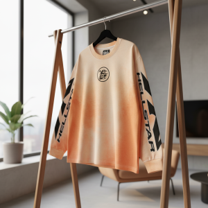 Hellstar Orange Gradient Long Sleeve Streetwear Shirt