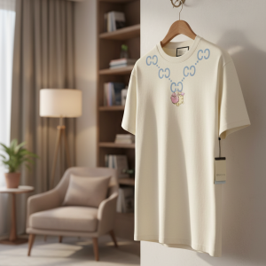 Gucci Cartoon Print Beige Cotton T-Shirt