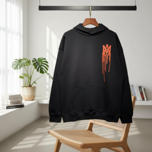 Amiri Black Hoodie Orange Logo Sweater