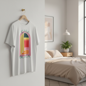 Casablanca Sunset Graphic Print White Cotton T-Shirt