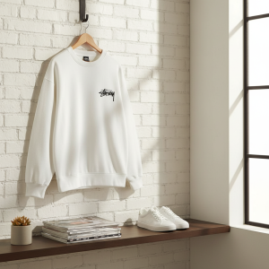 Stussy White Graphic Crewneck Sweatshirt for Men