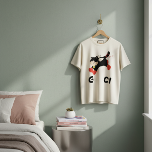 Gucci Flying Cat Graphic Print Cotton T-Shirt